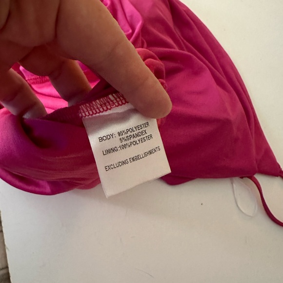 Hello Molly Hot Pink Adjustable Spaghetti Strap Mesh Overlay Ruched Mini Dress 8 - Picture 11 of 15